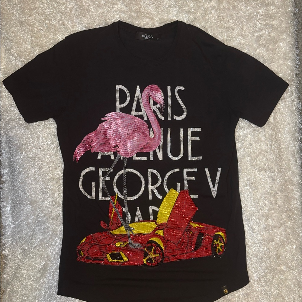 Avenue George V Paris Men’s Short Sleeve Rhinestone Tshirt. Size Medium.